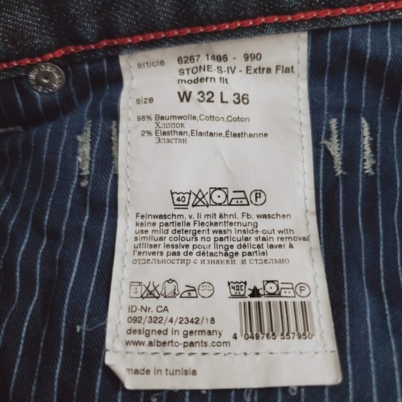 ALBERTO Stone S-IV- 990 Extra Flat Modern Straight Fit Size 32/36 - Picture 9 of 13